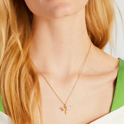 18K Gold Plated Zircon Dragonfly Necklaces