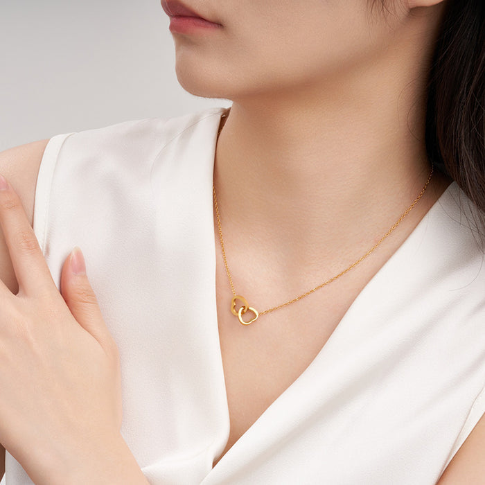 18K Gold Plated Twin Hearts Unity Pendant