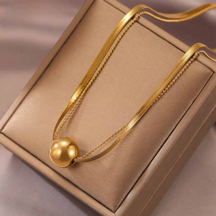 18K Gold-Plated Double-Layer Lucky Ball Necklace