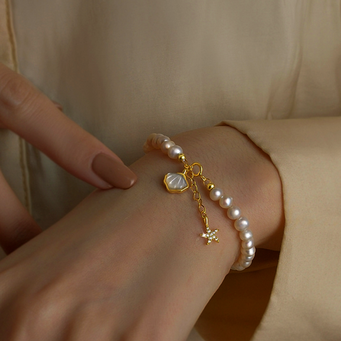 18K Gold-Plated Shell Starfish Pearl Bracelets