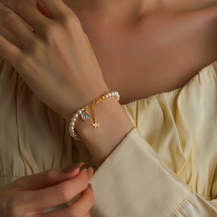 18K Gold-Plated Shell Starfish Pearl Bracelets