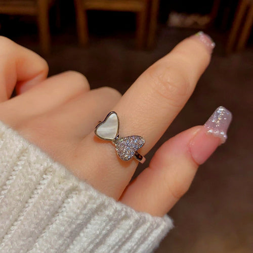 18K Gold Plated Adjustable Zircon Bling Shell Rings