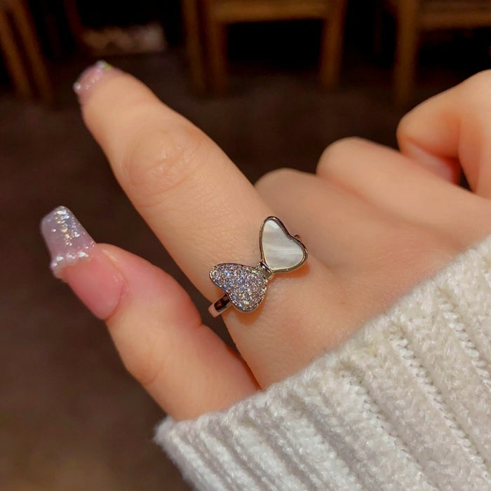 18K Gold Plated Adjustable Zircon Bling Shell Rings