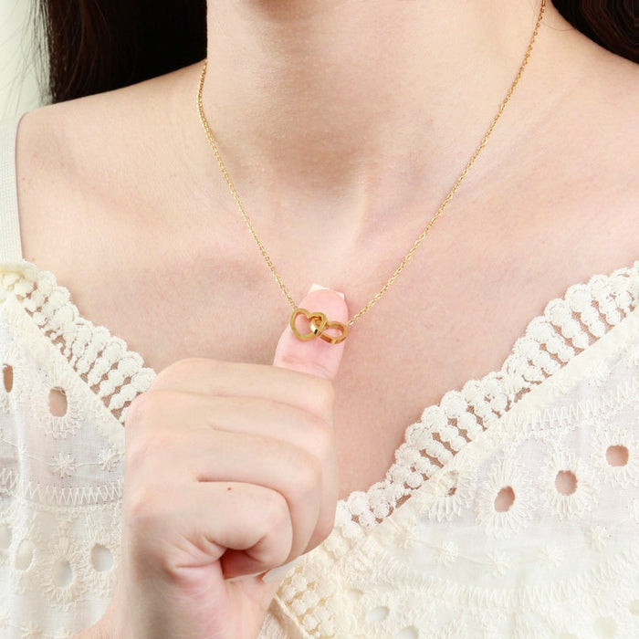 18K Gold Plated Twin Hearts Unity Pendant